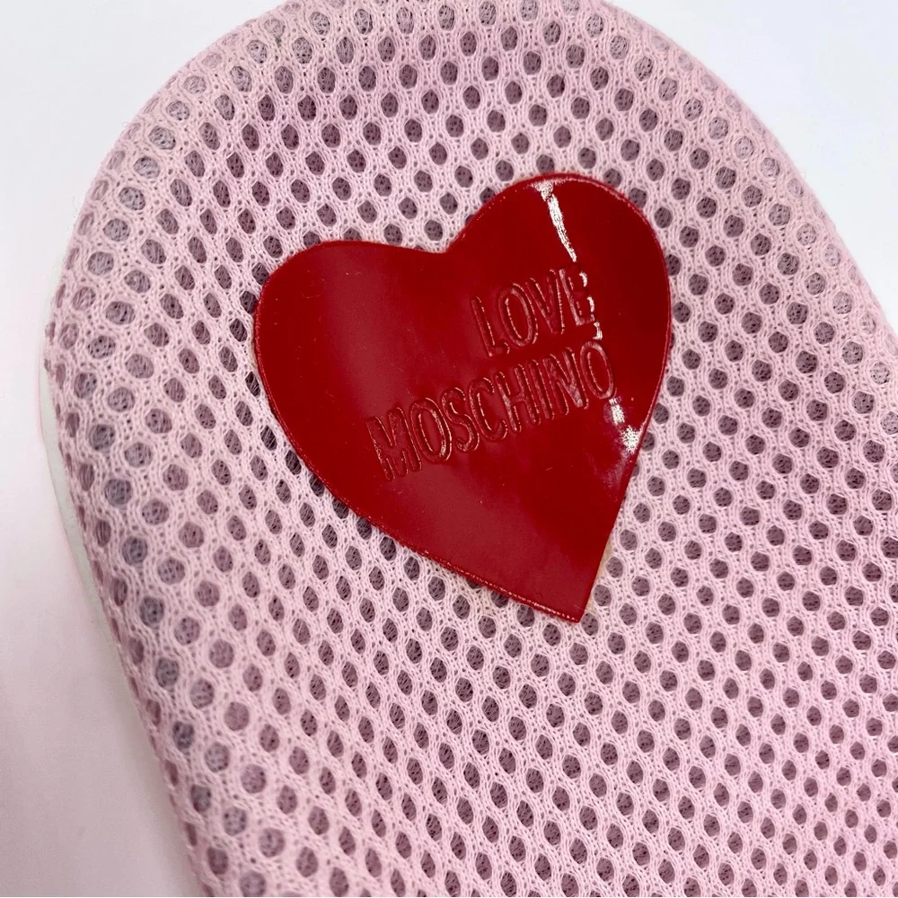 Love Moschino Rete Rosa Brand Logo Slide Sandal Size 38 / US 8